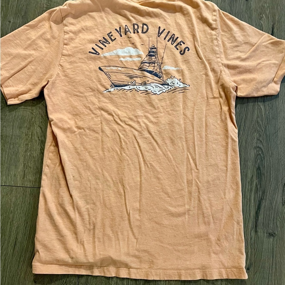Vineyard Vines Youth XL Graphic Pocket Tee Peach Boat Design - Picture 2 of 5